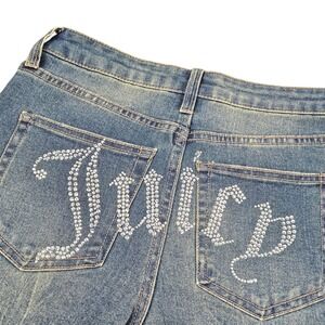 Vintage Juicy Couture Lunita Rhinestone Flare Jeans Blue Denim Size 5/27
